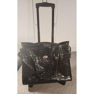 Murval Black 18" Croc Rolling Carry On Bag Retractable Handle Wheels Luggage